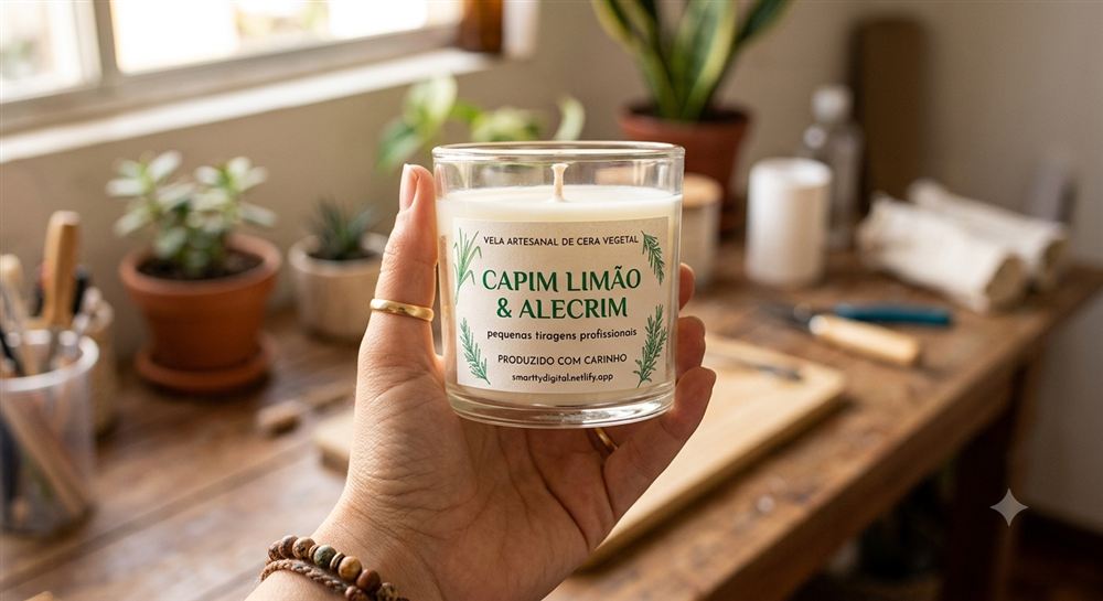 Rótulo para vela aromática em pequena tiragem